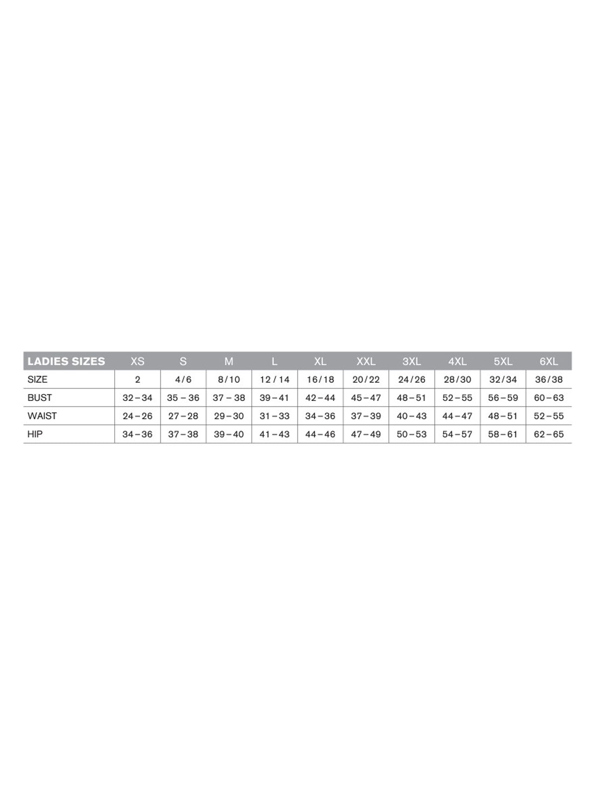 SIZECHART