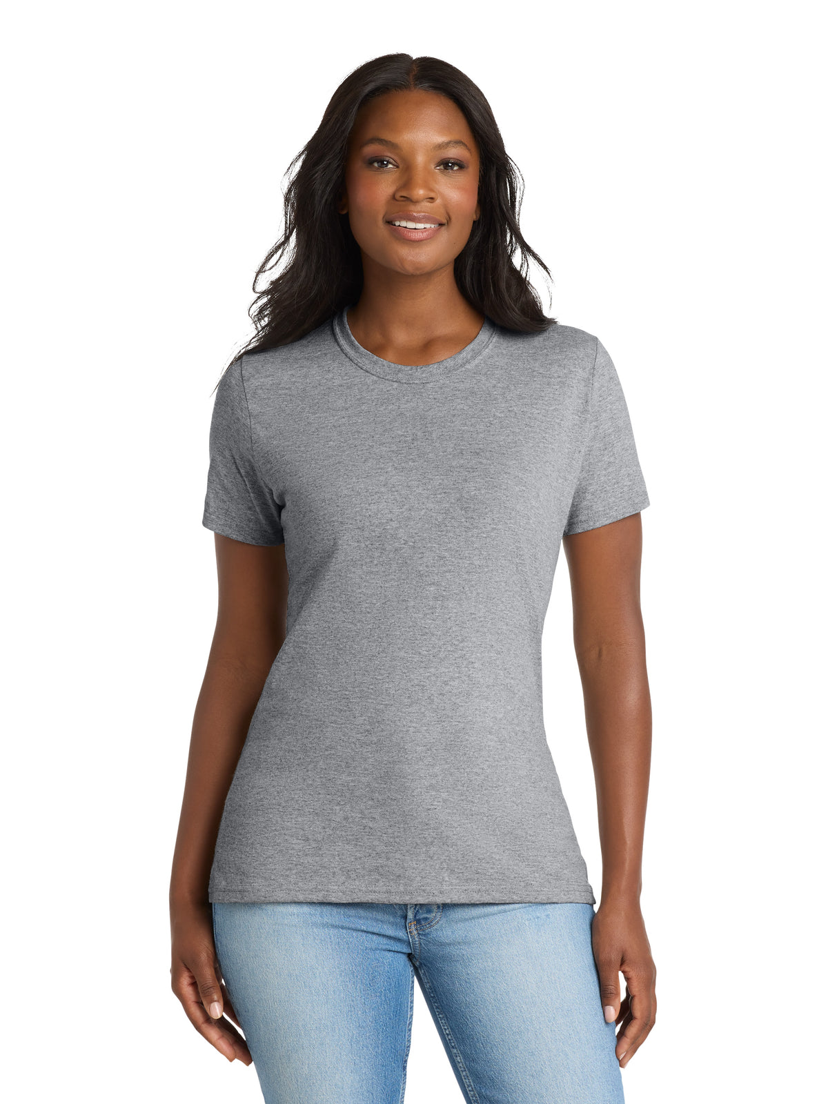 Women's Pocketless Core Blend Tee - LPC55 - Athletic Heather