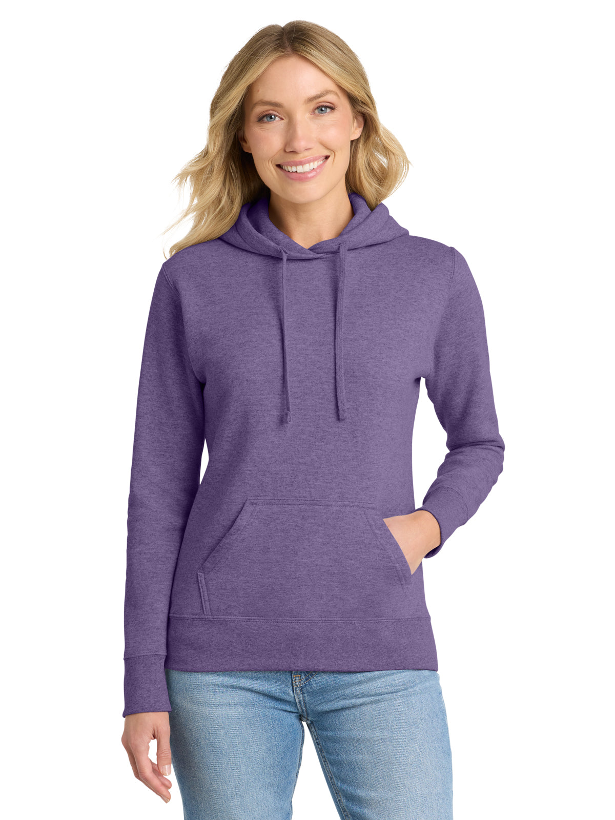 Women's 1-Pocket Pullover Hooded Sweatshirt - LPC78H - Heather Purple