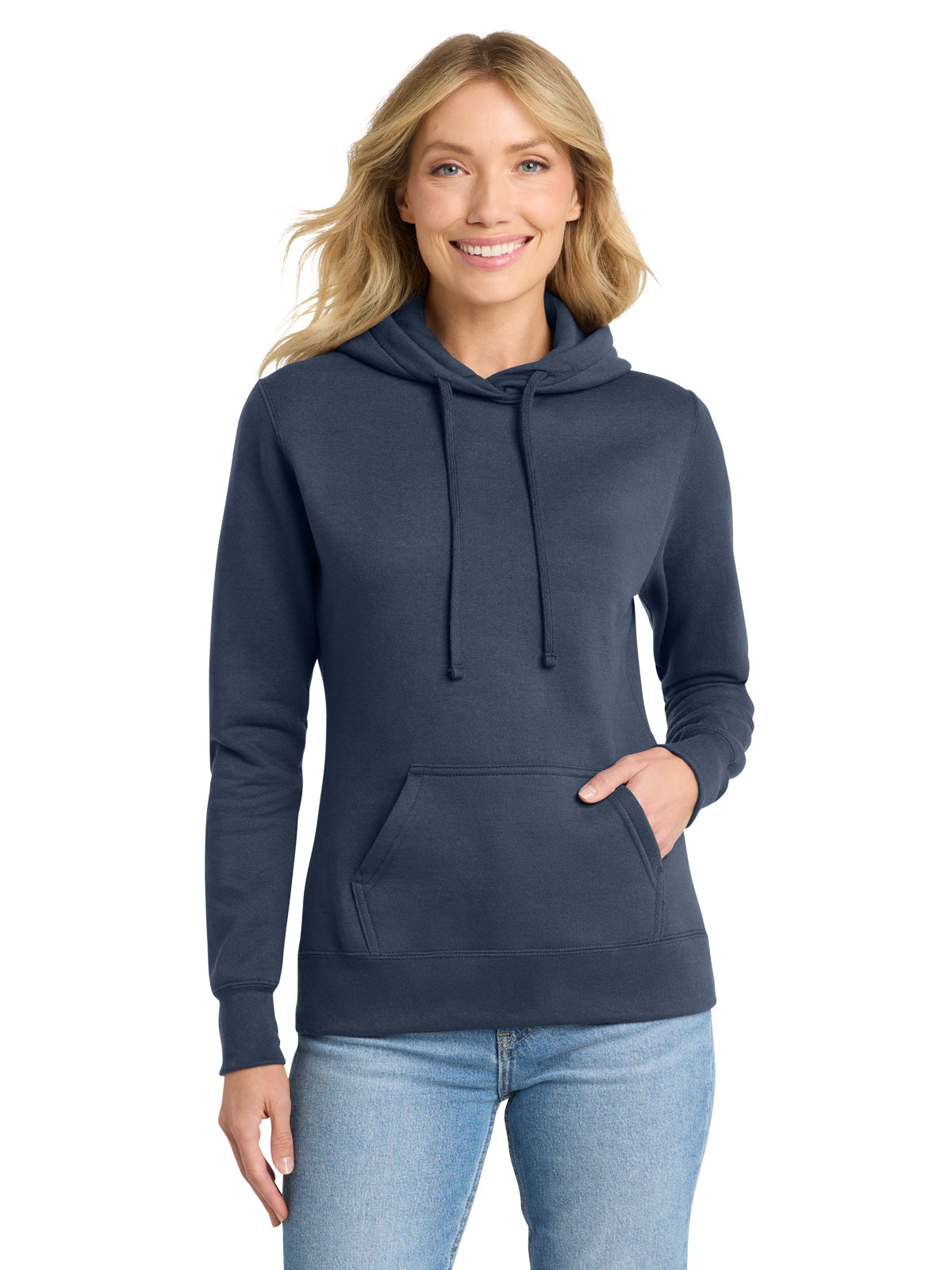 Women's 1-Pocket Pullover Hooded Sweatshirt - LPC78H - Navy