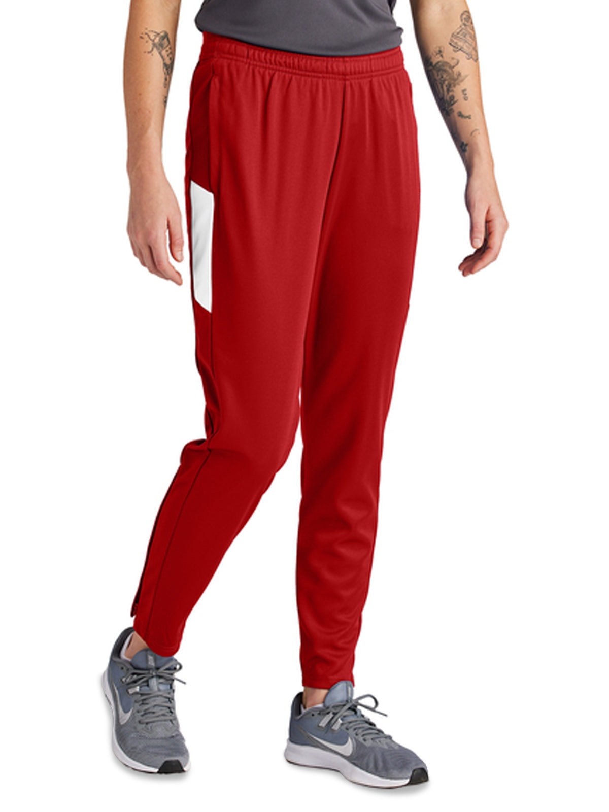 Women's 2-Pocket Moisture Wicking Travel Pant - LPST800 - Deep Red/ White
