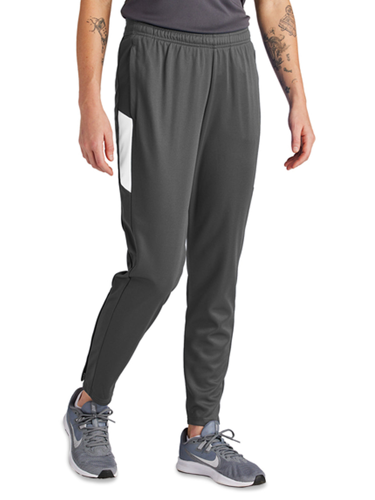 Women's 2-Pocket Moisture Wicking Travel Pant - LPST800 - Iron Grey/ White
