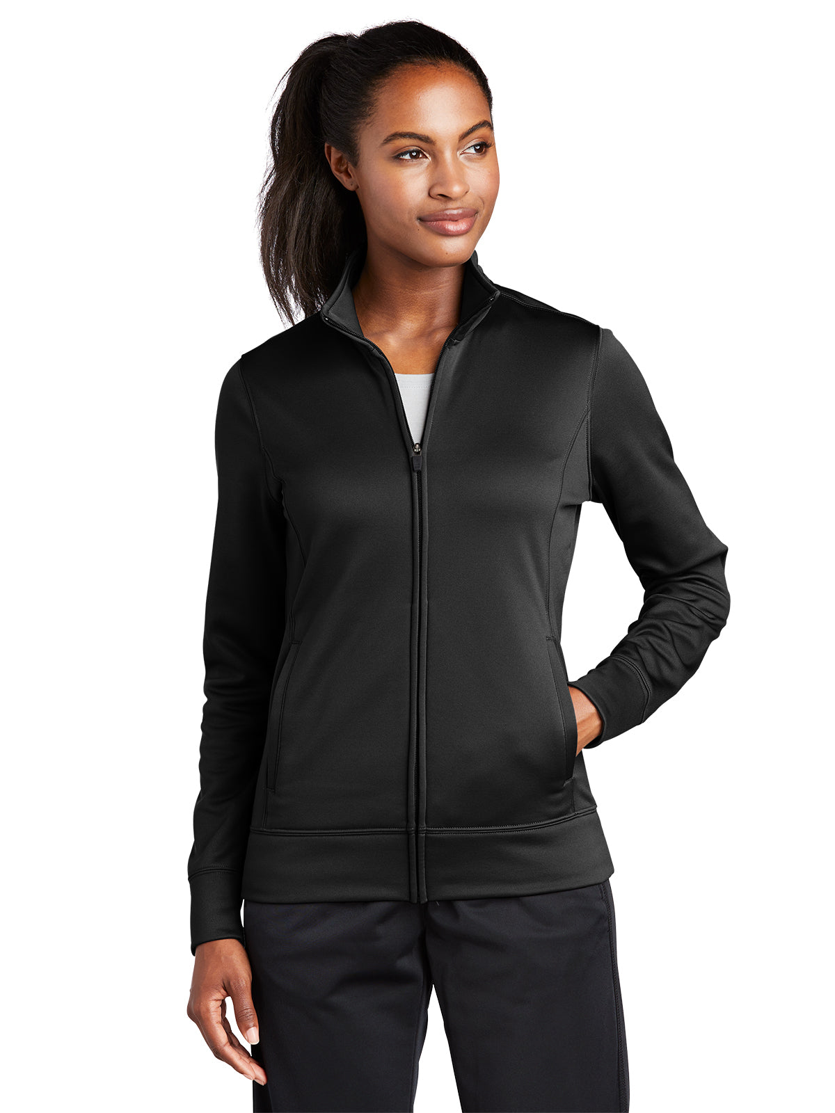 Women's Sport-Wick Fleece Full-Zip Jacket - LST241 - Black