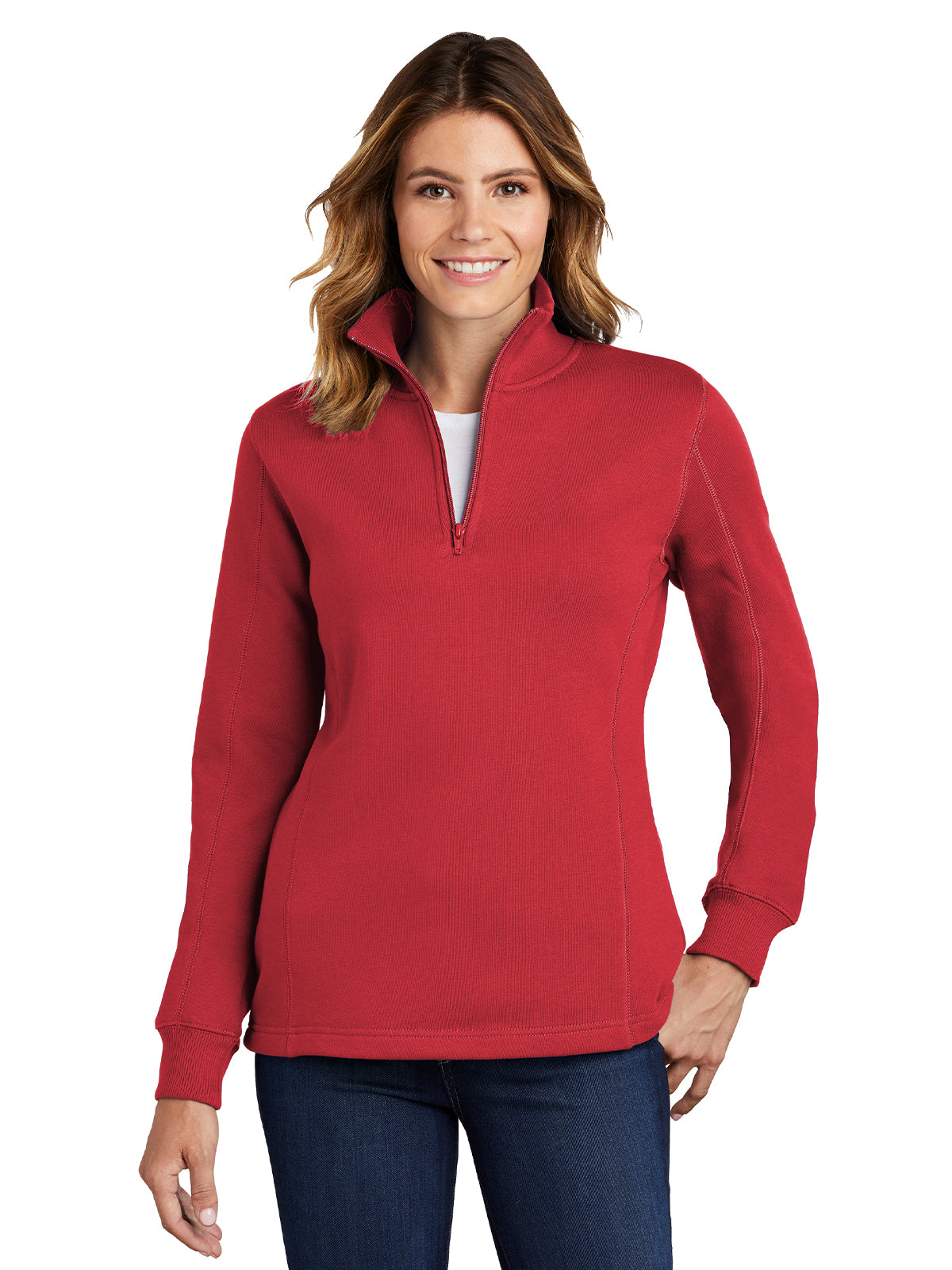 Women's 1/4-Zip Sweatshirt - LST253 - True Red