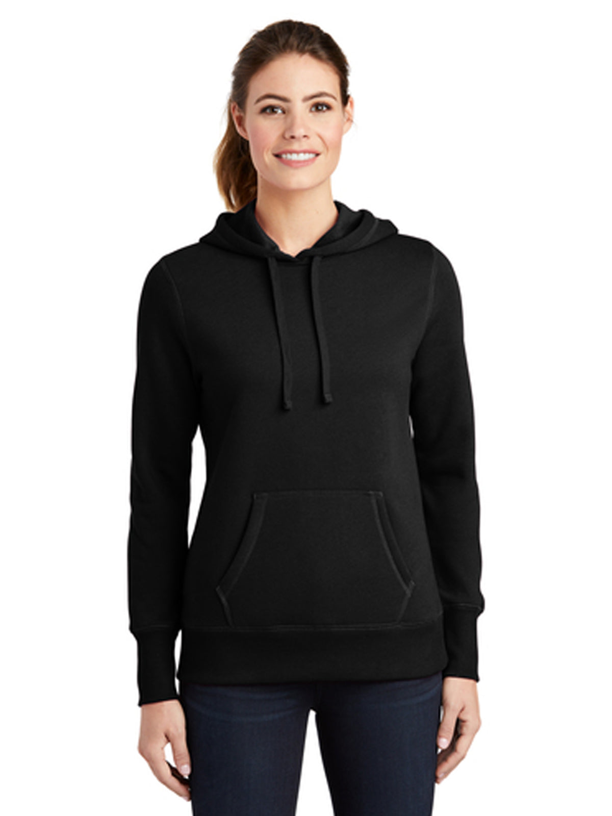 Women's 1-Pocket Hooded Sweatshirt - LST254 - Black