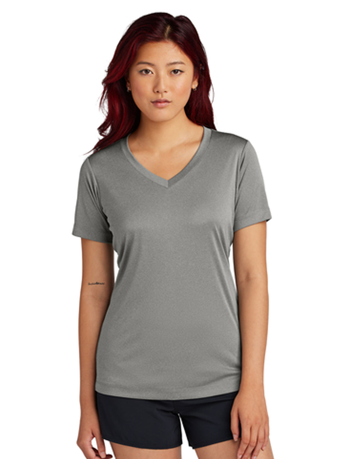 Women's PosiCharge Competitor V-Neck Tee - LST353 - Grey Concrete Heather