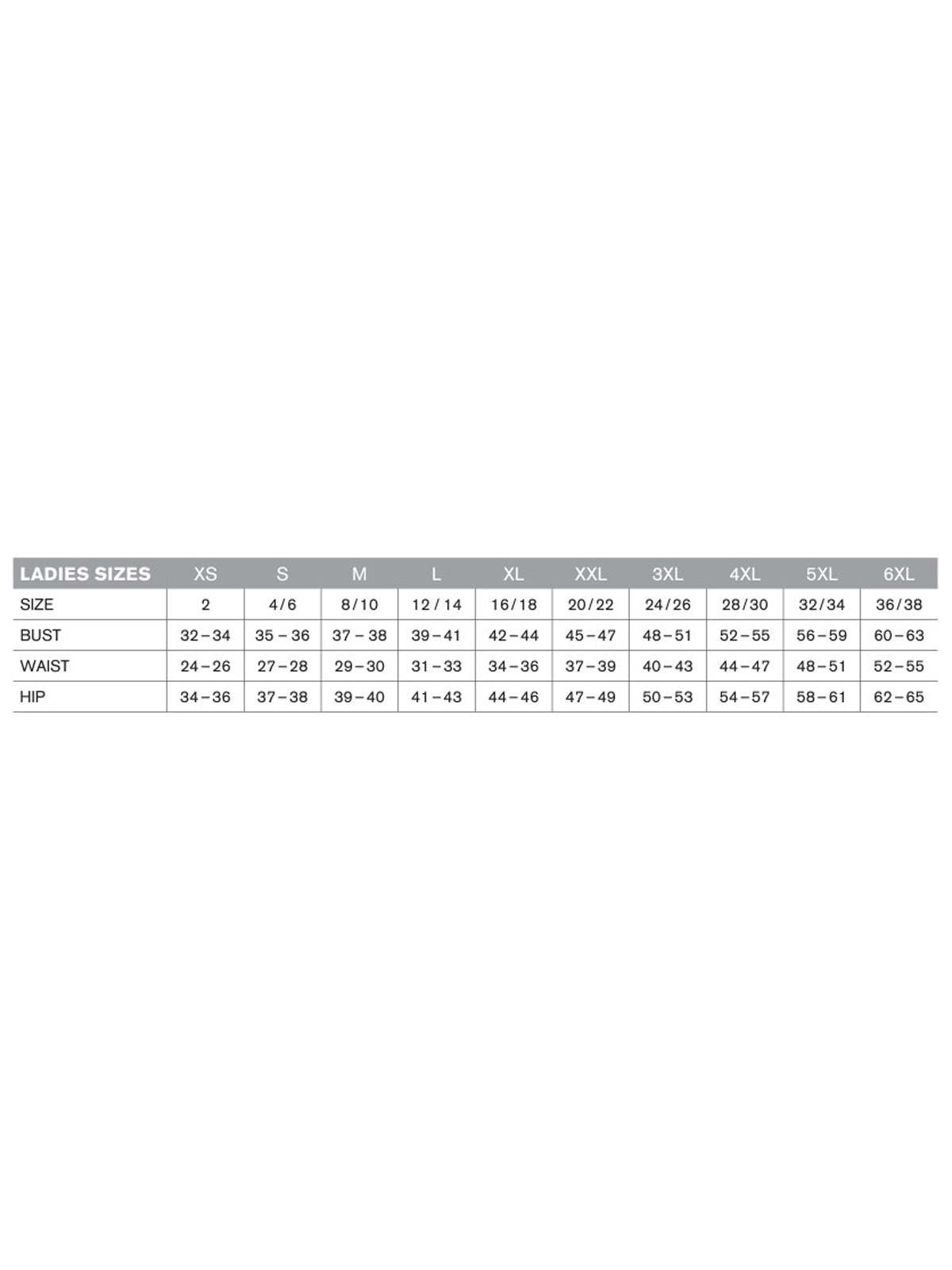 SIZECHART