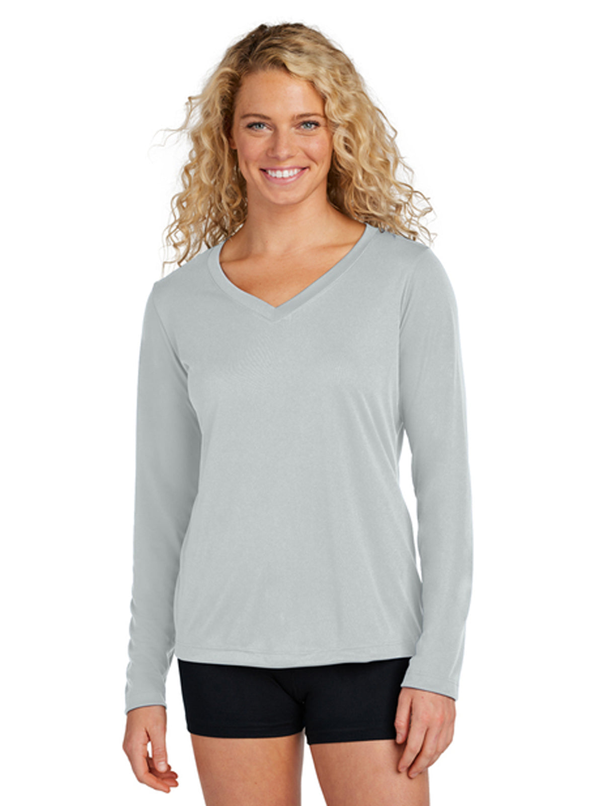 Women's Long Sleeve PosiCharge Competitor V-Neck T-Shirt - LST353LS - Silver