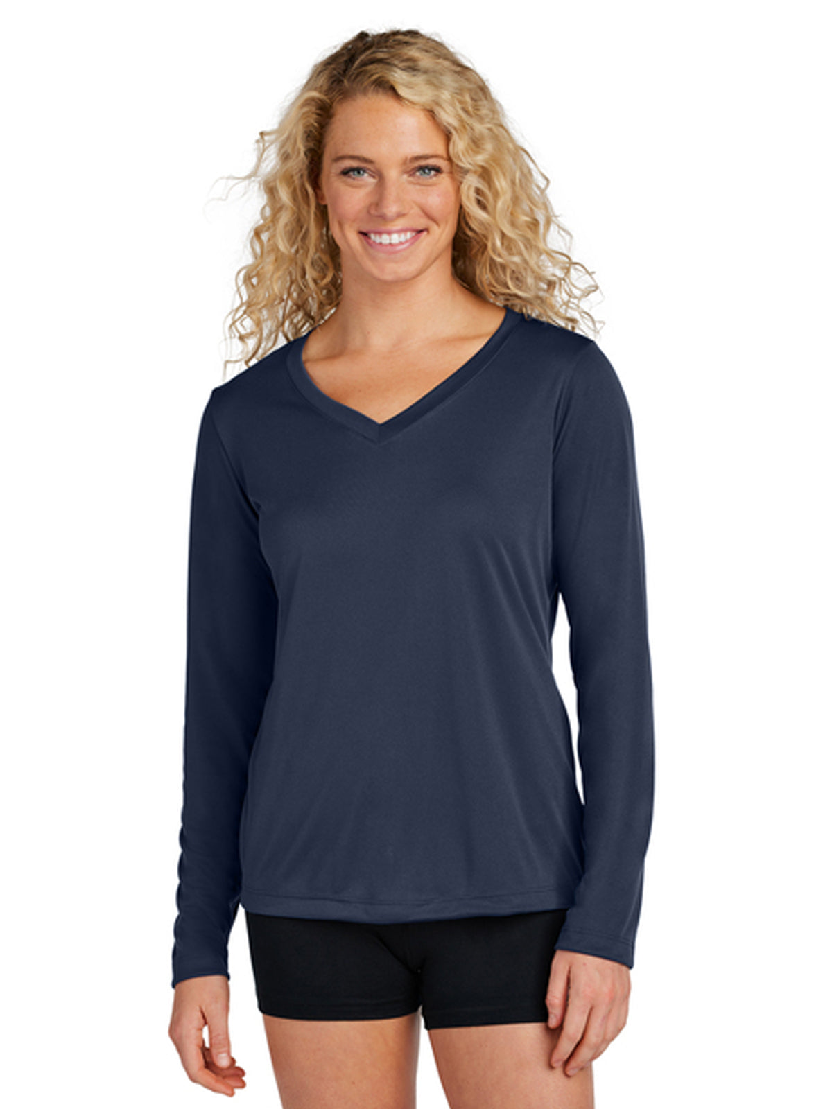 Women's Long Sleeve PosiCharge Competitor V-Neck T-Shirt - LST353LS - True Navy