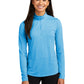 Women's Pocketless 1/4-Zip Pullover Sweatshirt - LST407 - Pond Blue Heather