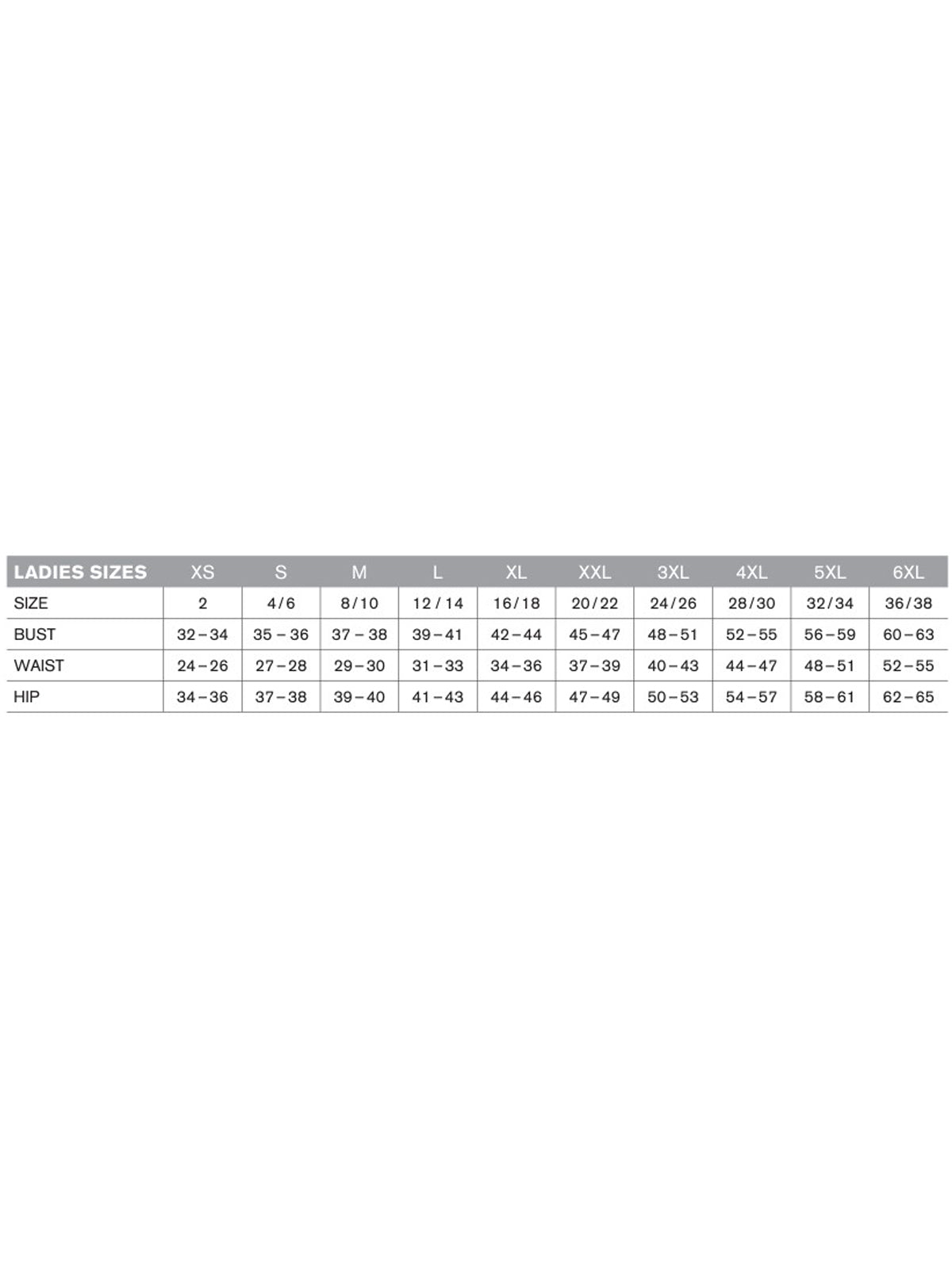 SIZECHART