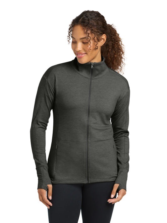 Women's Sport-Wick Flex Fleece Full-Zip - LST560 - Dark Grey Heather