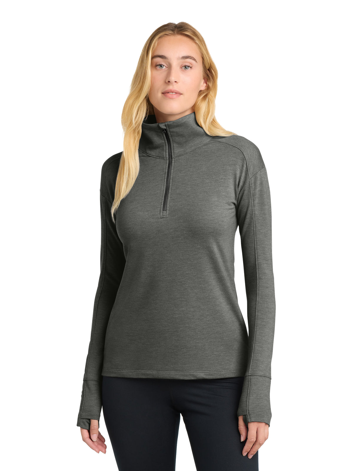 Women's Flex Fleece 1/4 Zip Sweatshirt - LST561 - Dark Grey Heather
