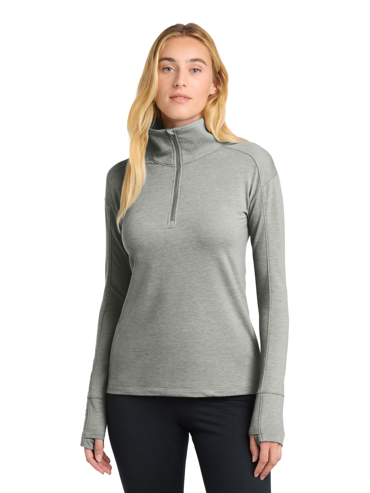 Women's Flex Fleece 1/4 Zip Sweatshirt - LST561 - Light Grey Heather