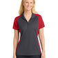 Women's Pocketless Colorblock Polo Shirt - LST652 - Iron Grey/ True Red