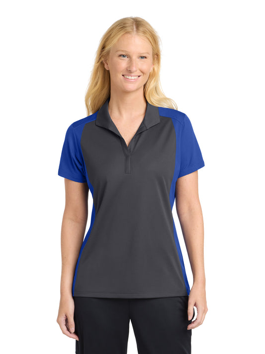 Women's Pocketless Colorblock Polo Shirt - LST652 - Iron Grey/ True Royal