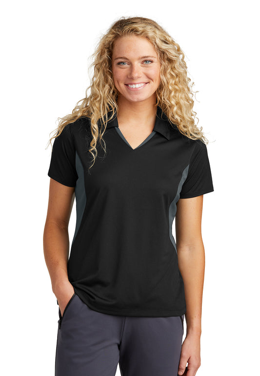 Women's Pocketless Side Blocked Polo Shirt - LST655 - Black/ Iron Grey