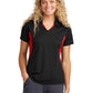 Women's Pocketless Side Blocked Polo Shirt - LST655 - Black/ True Red