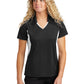 Women's Pocketless Side Blocked Polo Shirt - LST655 - Black/ White