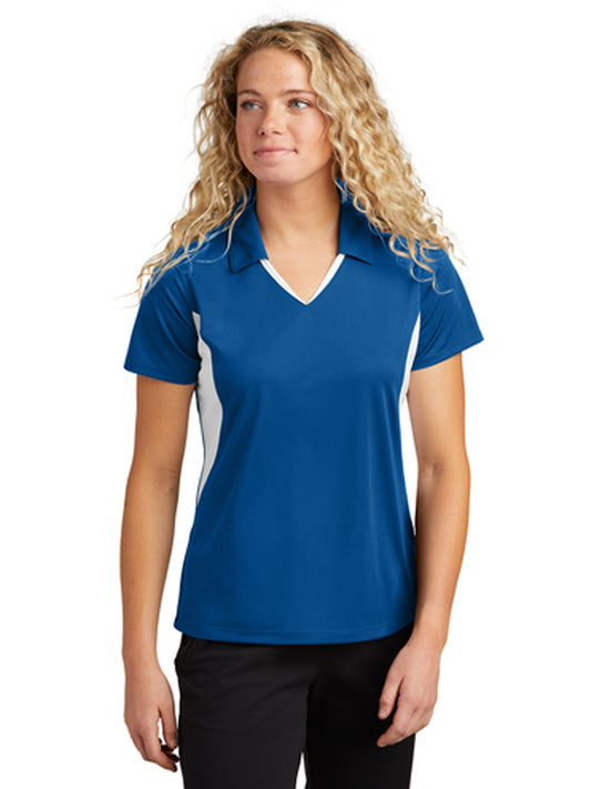 Women's Pocketless Side Blocked Polo Shirt - LST655 - True Royal/ White