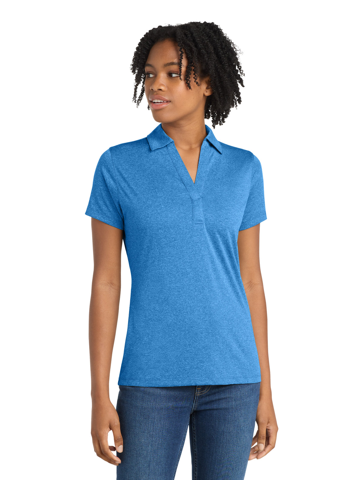 Women's Heather Contender Polo - LST660 - Blue Wake Heather