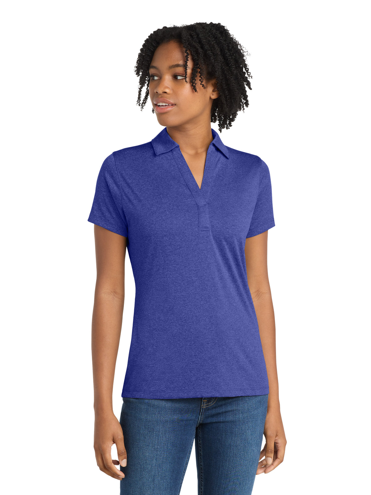 Women's Heather Contender Polo - LST660 - Cobalt Heather