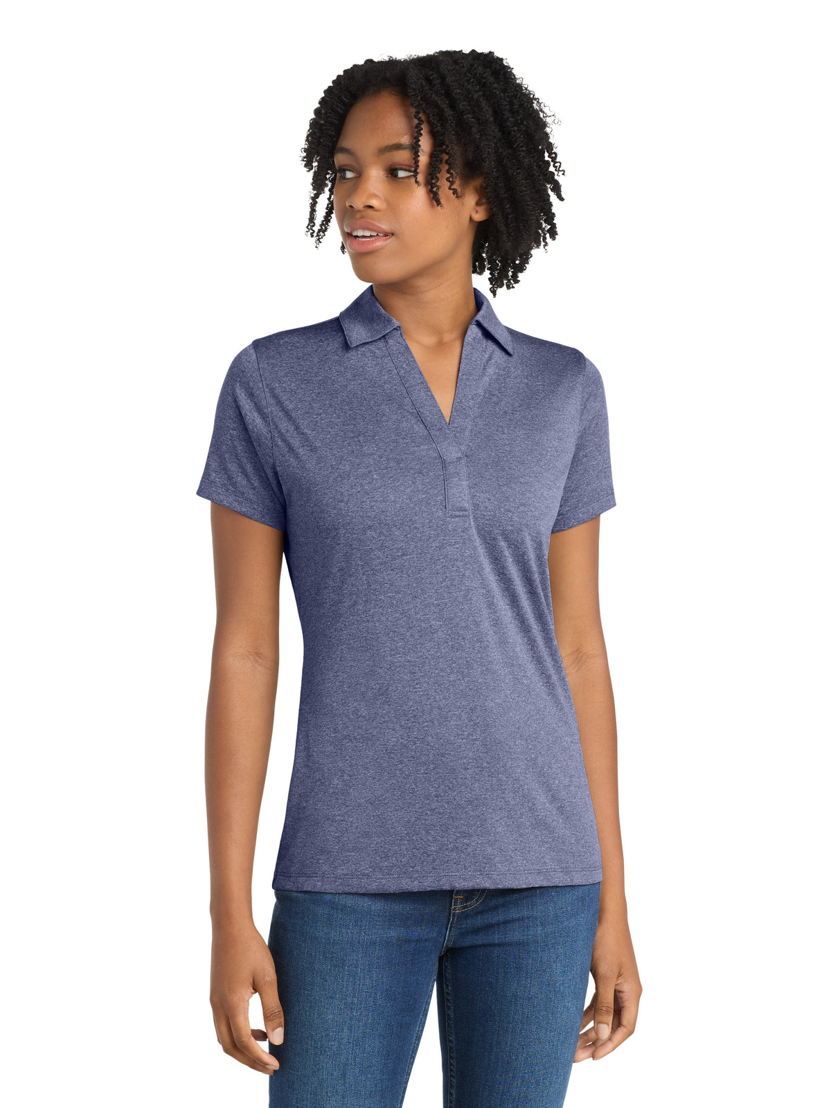 Women's Heather Contender Polo - LST660 - True Navy Heather