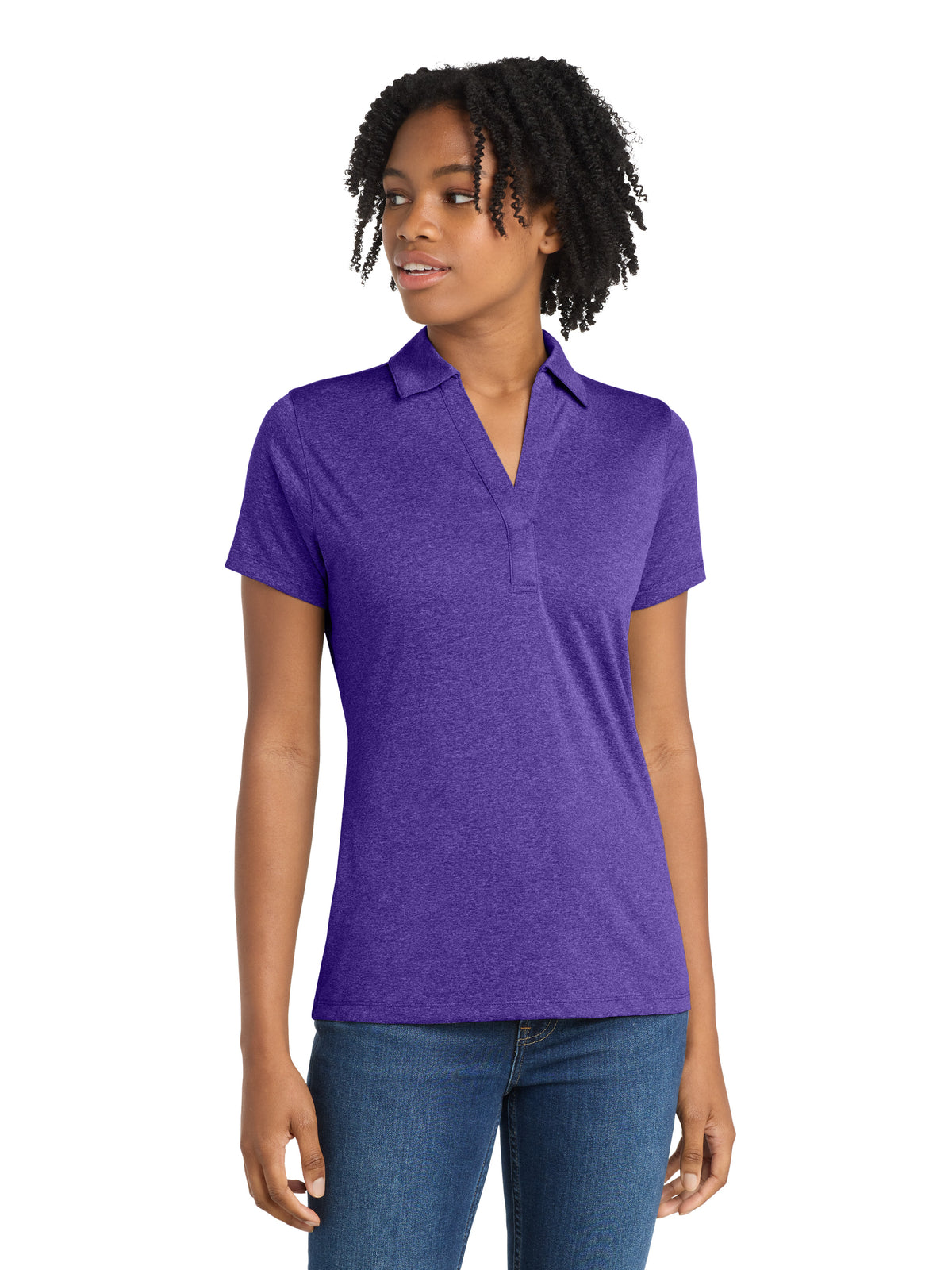 Women's Heather Contender Polo - LST660 - Varsity Purple Heather