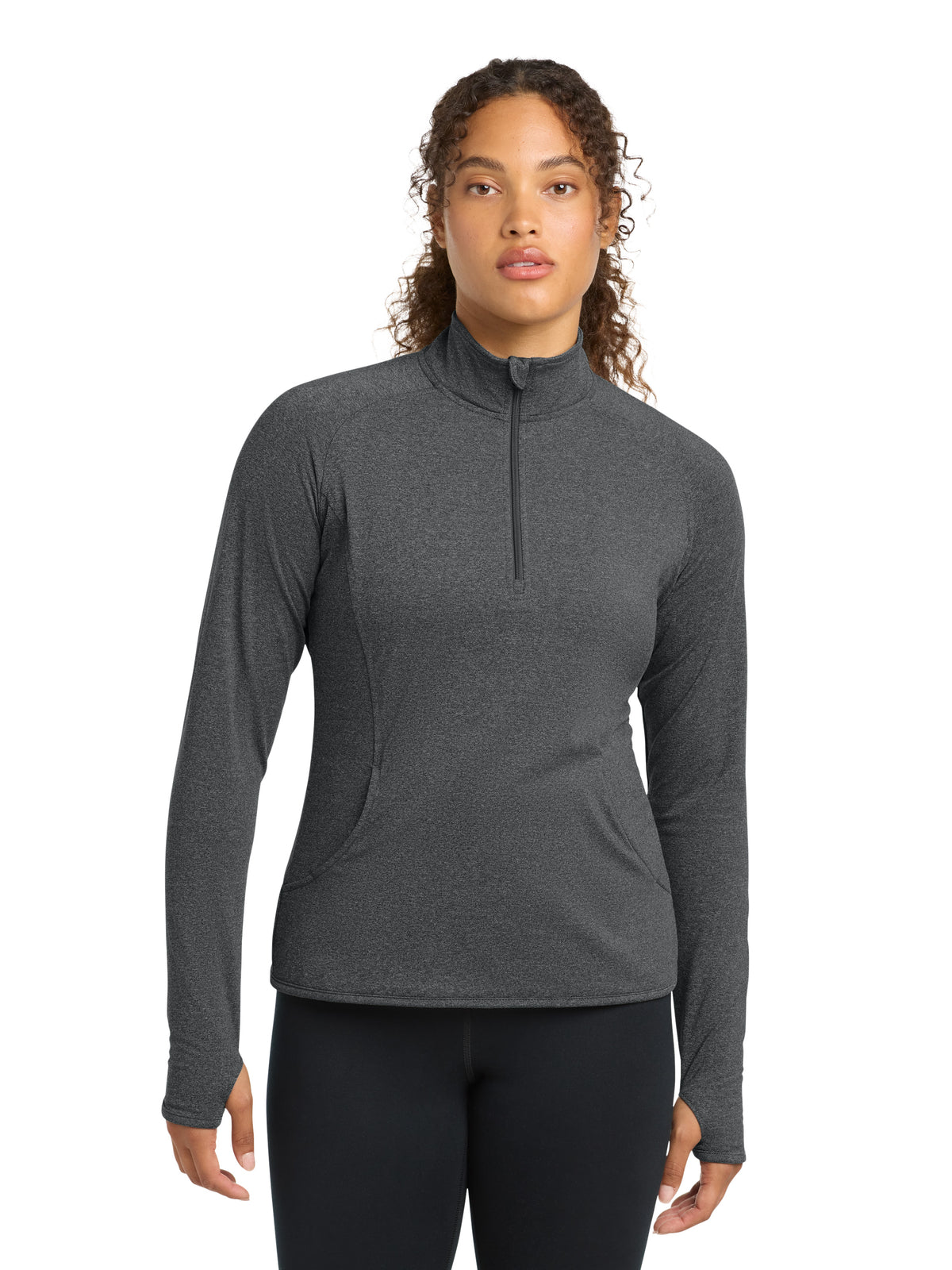 Women's Sport-Wick® Stretch 1/4-Zip Pullover - LST850 - Charcoal Grey Heather