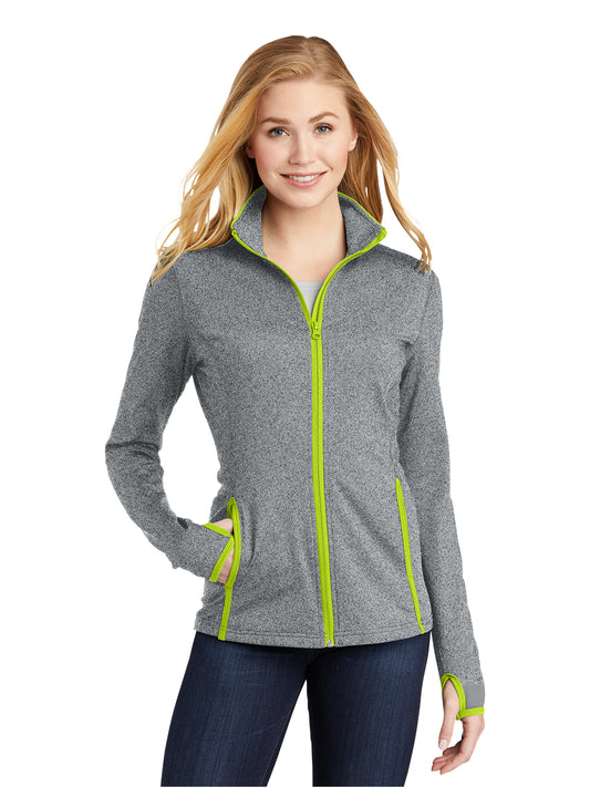 Women's Contrast Jacket - LST853 - Charcoal Grey Heather/Charge Green