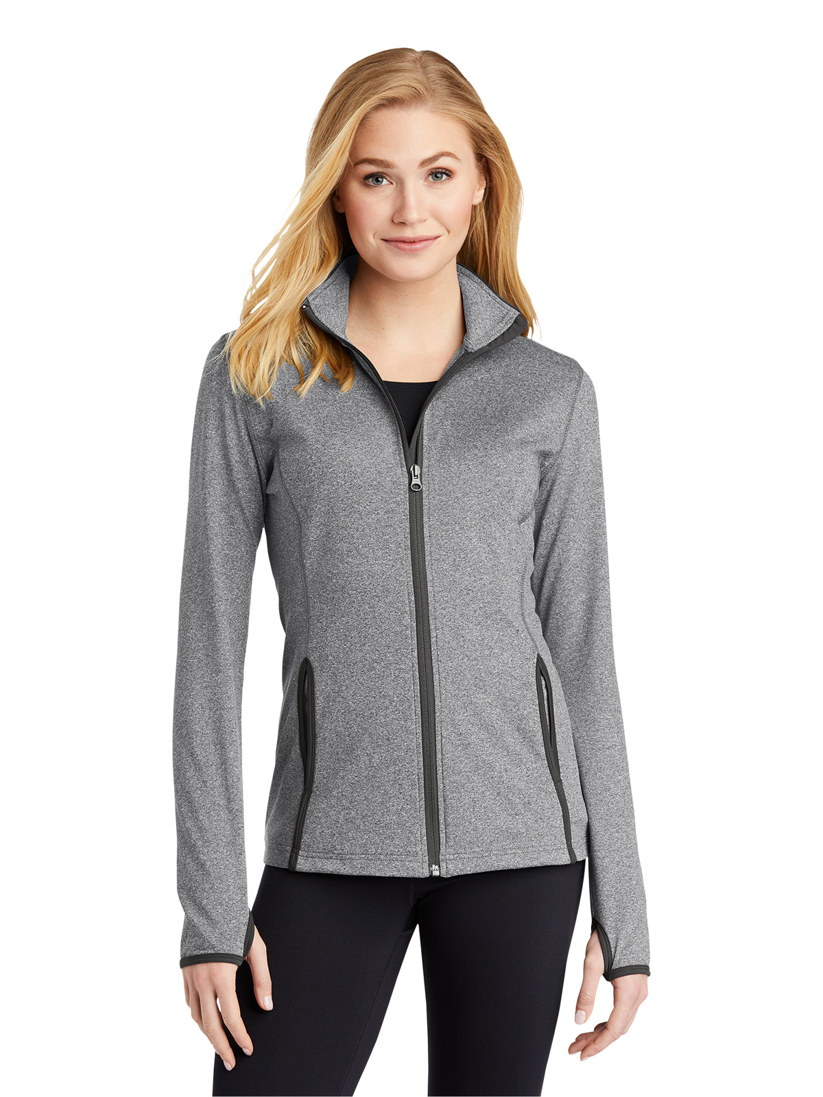 Women's Contrast Jacket - LST853 - Charcoal Grey Heather/Charcoal Grey