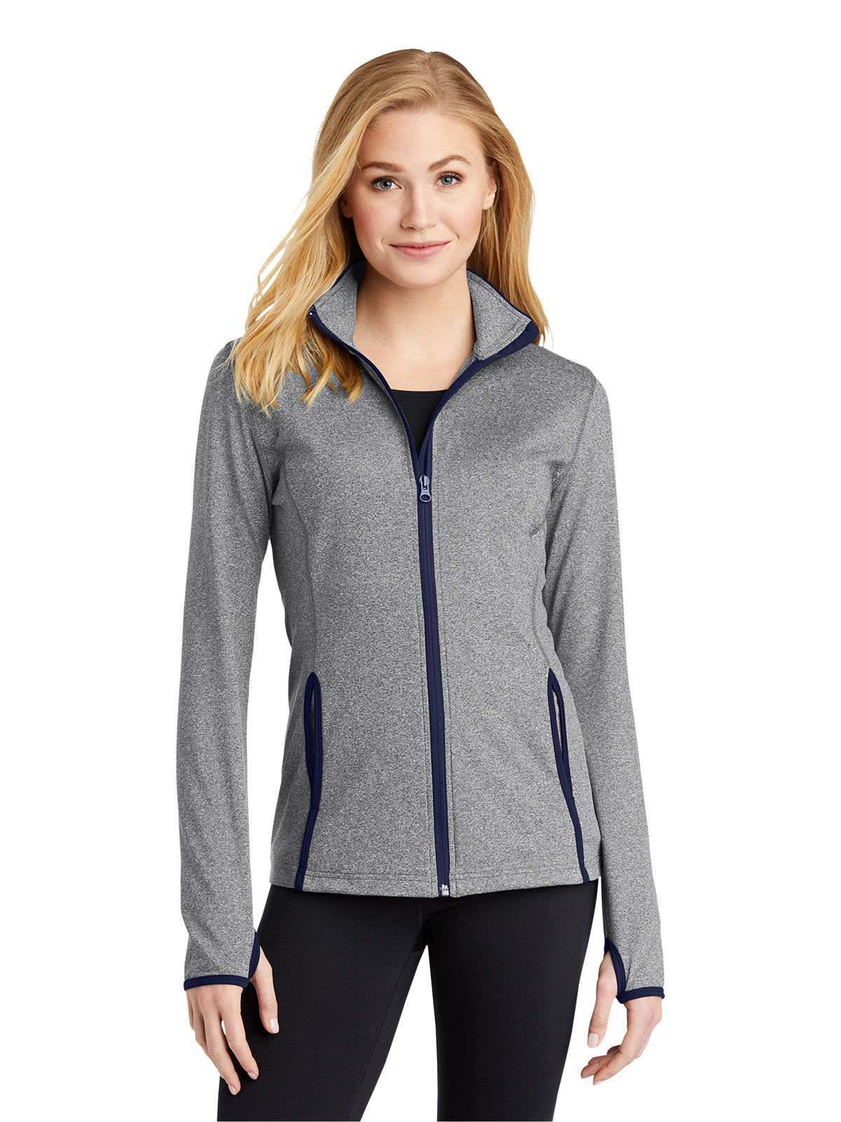 Women's Contrast Jacket - LST853 - Charcoal Grey Heather/True Navy