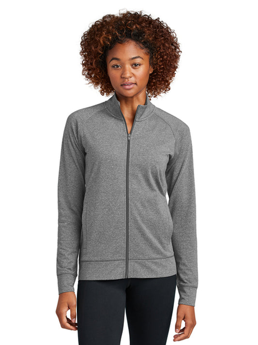 Women's Two-Pocket Sport-Wick Stretch Full-Zip Cadet Jacket - LST857 - Charcoal Grey Heather