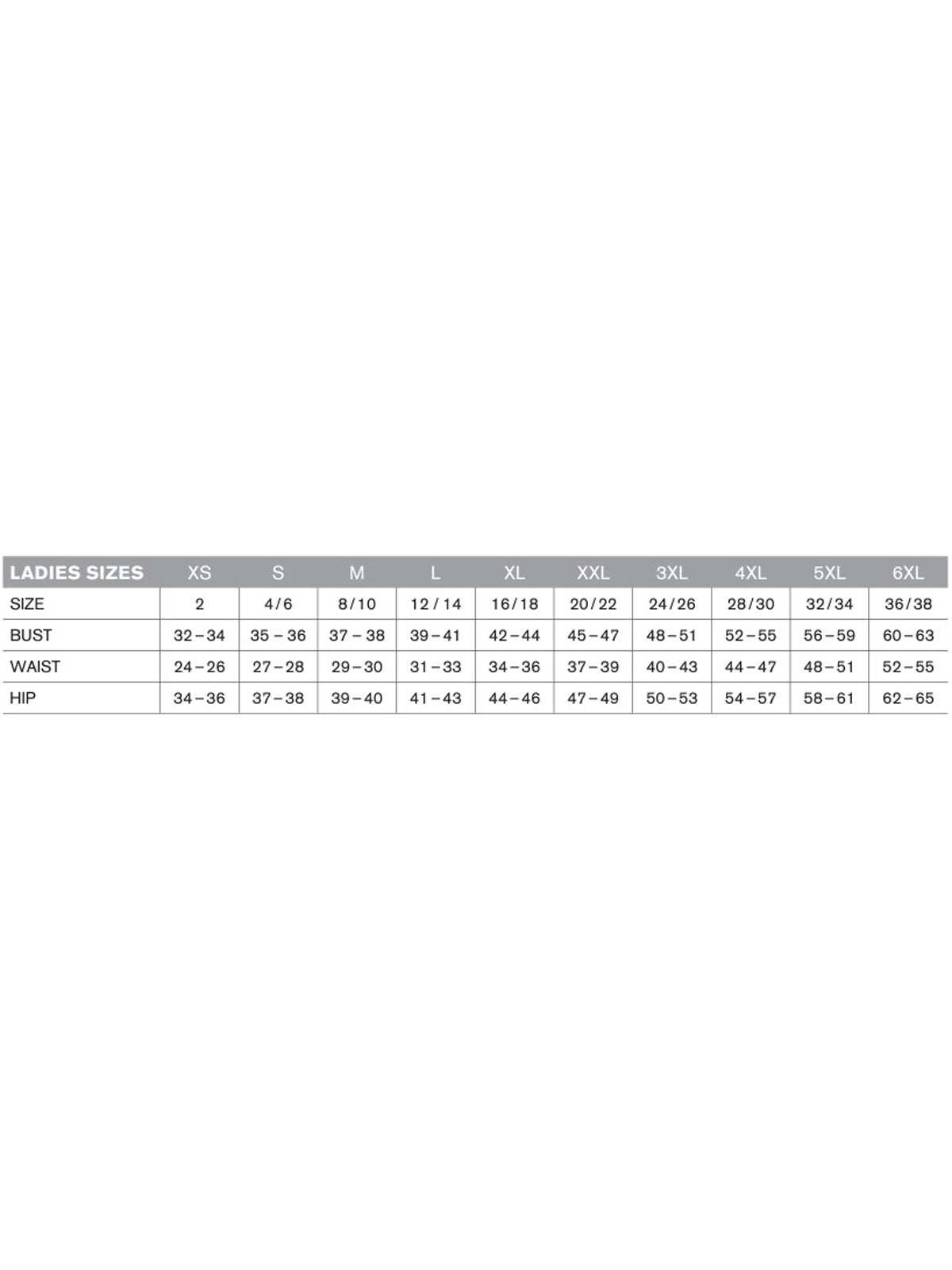 SIZECHART