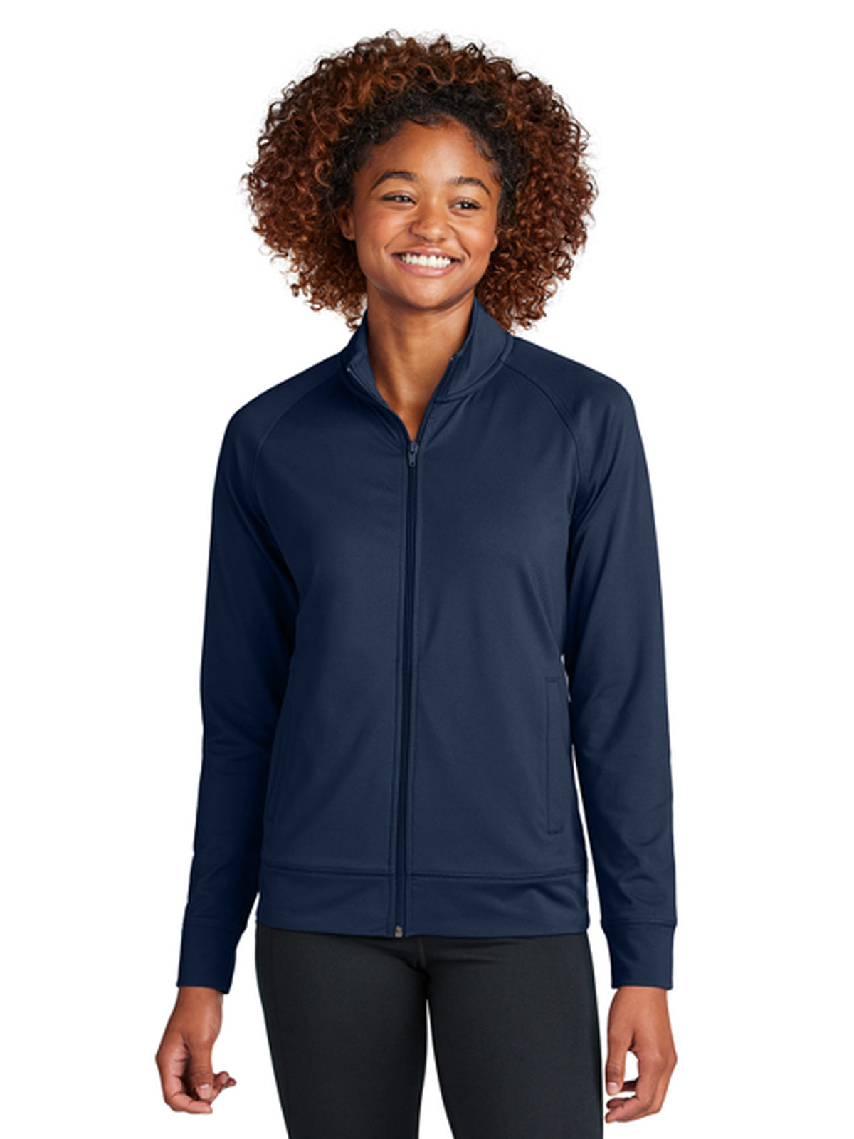 Women's Two-Pocket Sport-Wick Stretch Full-Zip Cadet Jacket - LST857 - True Navy