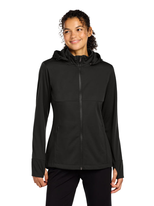 Women's Hooded Soft Shell Jacket - LST980 - Deep Black