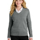 Women's Pocketless V-Neck Sweater - LSW2850 - Medium Heather Grey