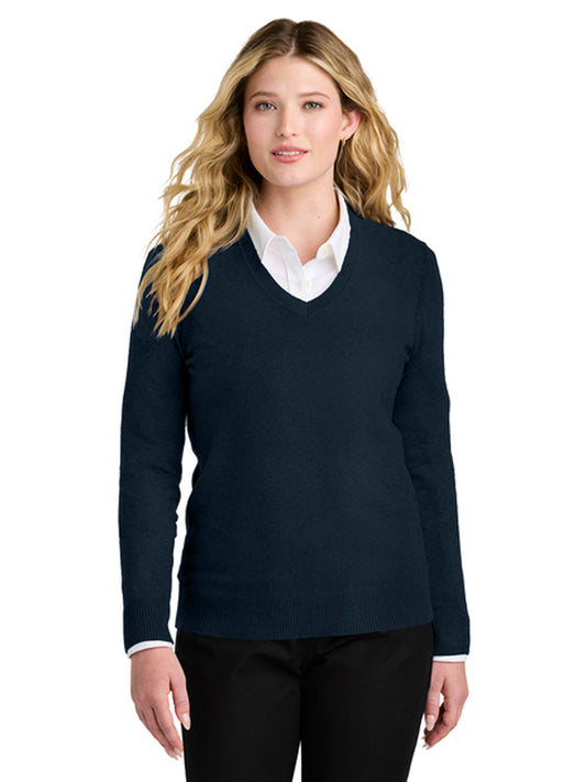 Women's Pocketless V-Neck Sweater - LSW2850 - River Blue Navy