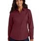 Women's Long Sleeve Poplin Shirt - LW100 - Burgundy