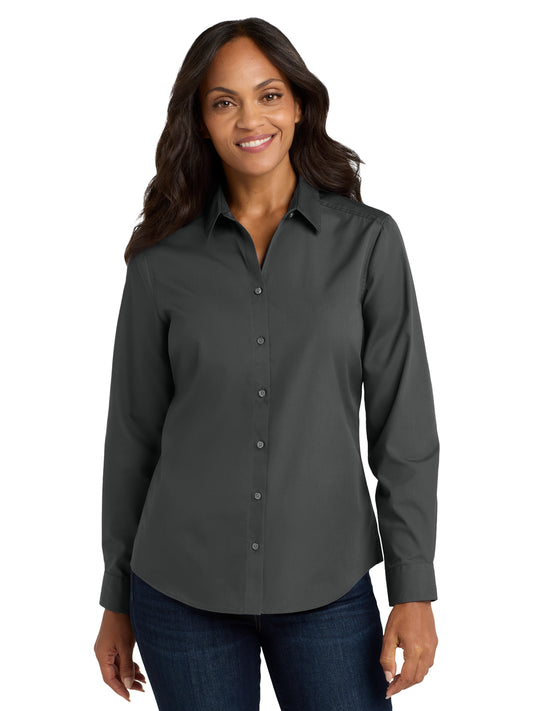 Women's Long Sleeve Poplin Shirt - LW100 - Graphite