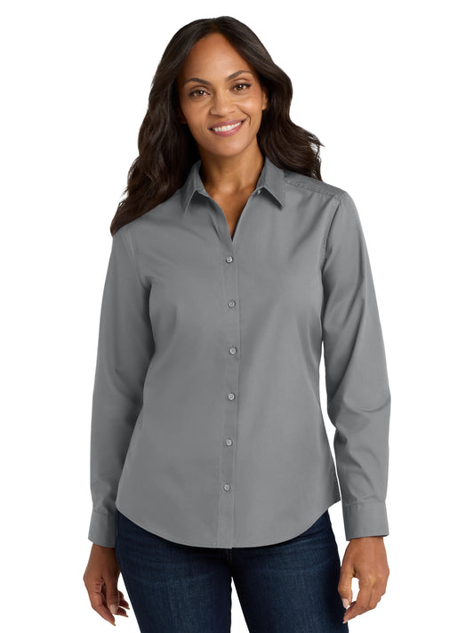 Women's Long Sleeve Poplin Shirt - LW100 - Gusty Grey