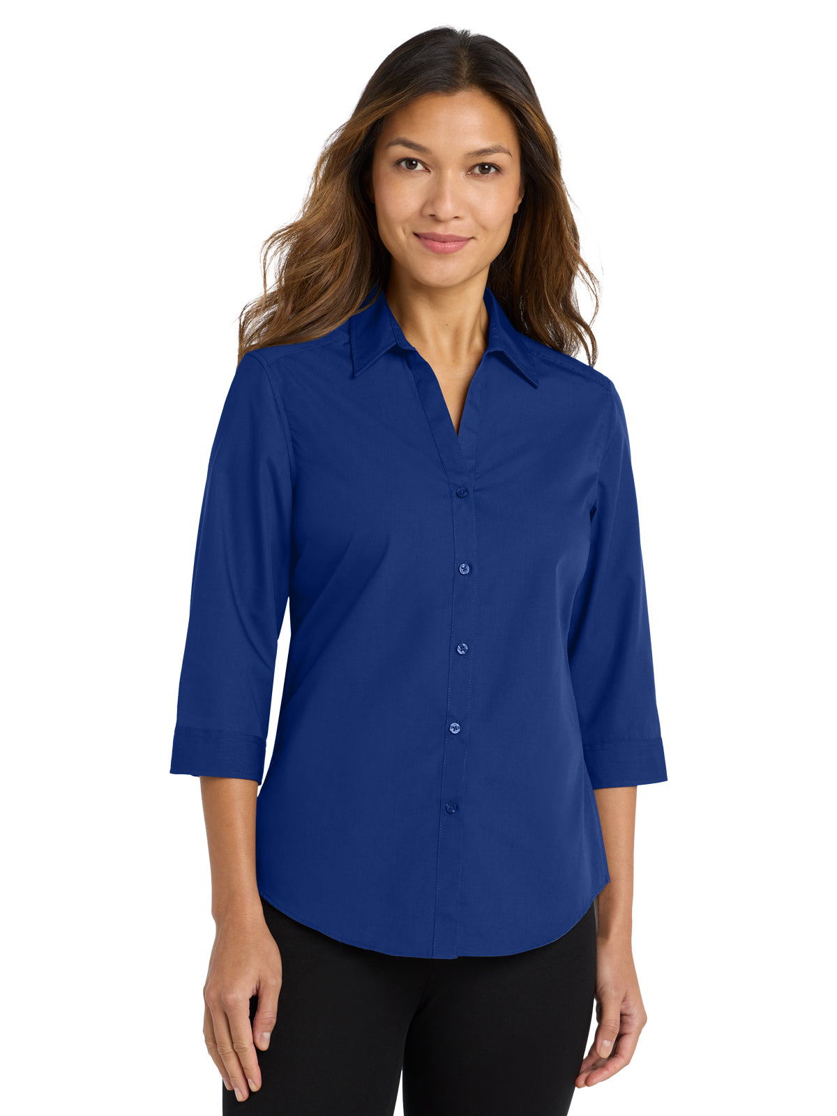 Women's 3/4 Sleeve Button Up Shirt - LW102 - True Royal