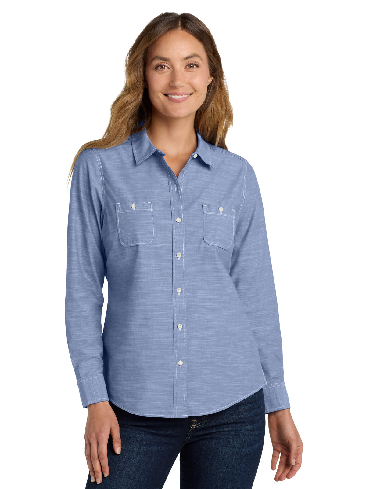 Women's Slub Chambray Shirt - LW380 - Light Blue