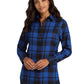Women's Plaid Flannel Shirt - LW668 - Royal/Black