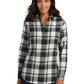 Women's Plaid Flannel Shirt - LW668 - Snow White/Black