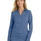 Women's 3 Button V-Neck Stretch Tunic - LW680 - True Blue/ White