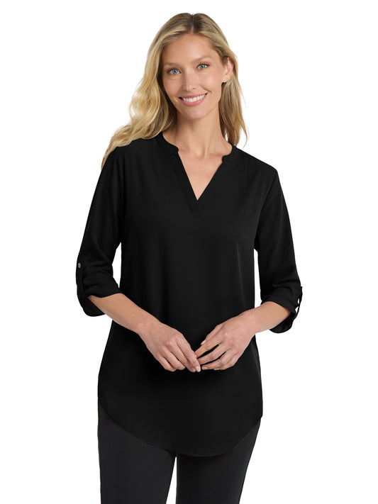 Women's Pocketless 3/4-Sleeve Blouse - LW701 - Black