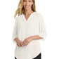 Women's Pocketless 3/4-Sleeve Blouse - LW701 - Ivory Chiffon