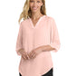 Women's Pocketless 3/4-Sleeve Blouse - LW701 - Rose Quartz