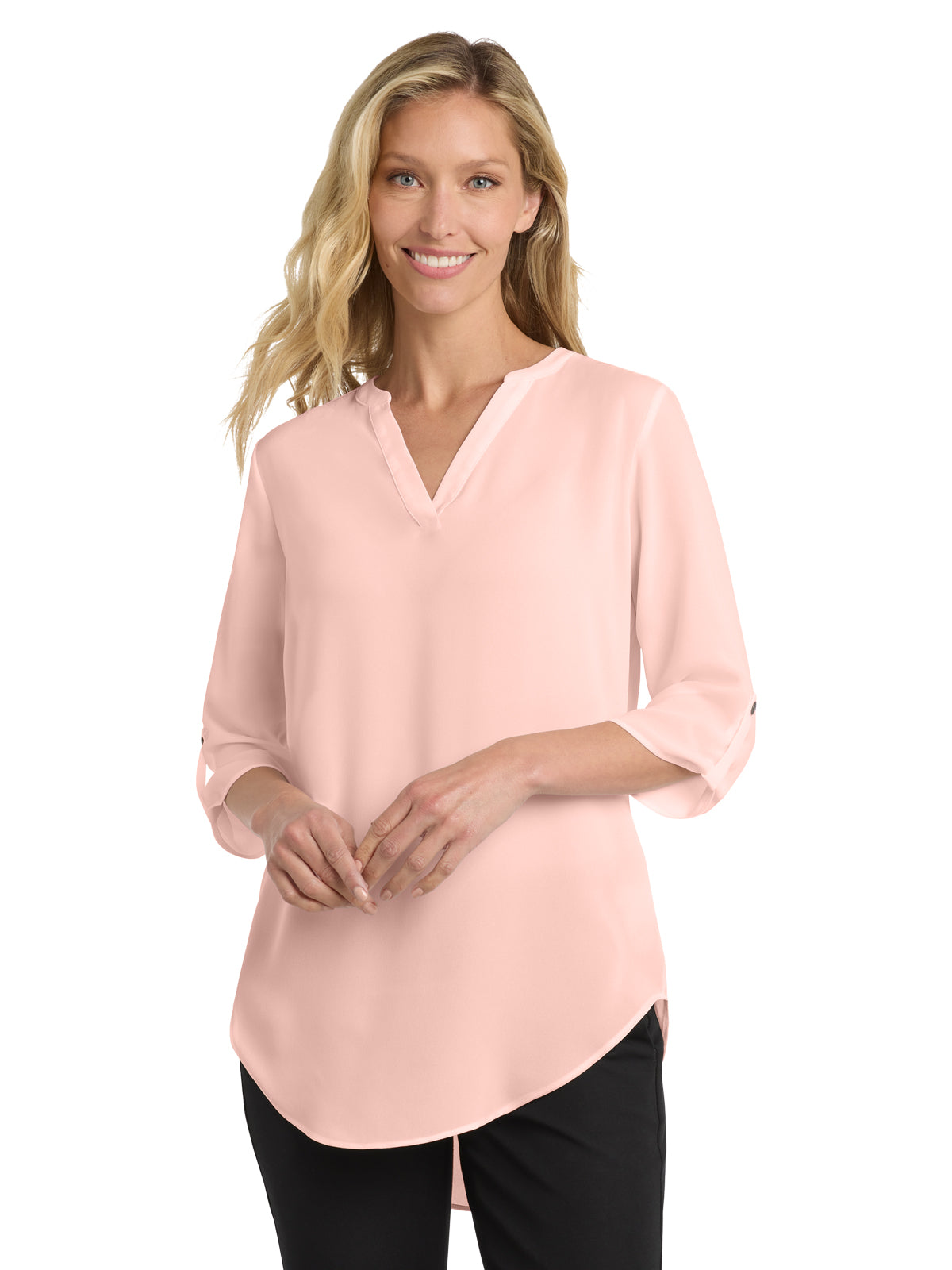 Women's Pocketless 3/4-Sleeve Blouse - LW701 - Rose Quartz